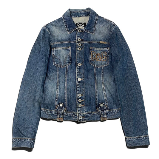 j29 D＆G DOLCE＆GABBANA 00's デニムジャケット ロゴステッチ アウター Sサイズ インディゴ メンズ 男性用u02t
