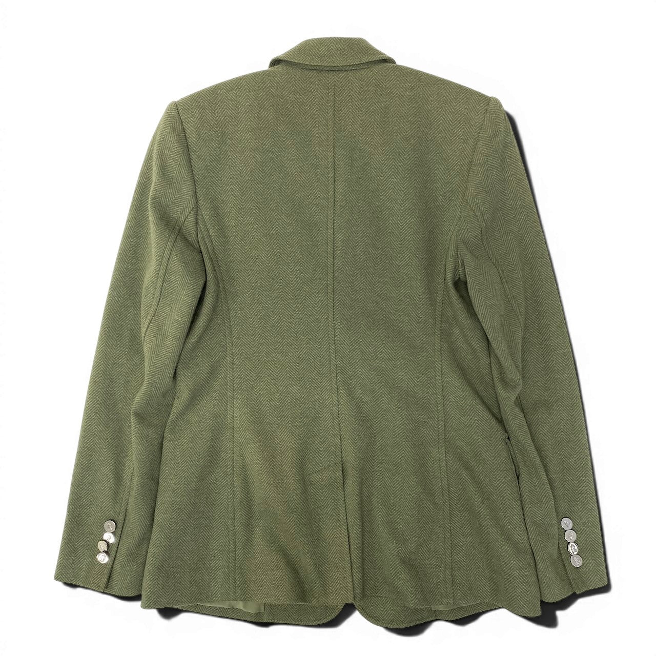 50e8【美品】 LAUREN RALPH LAUREN ローレン ラルフローレン ブリオンストレッチ コットンジャガード ブレザー テーラードジャケット ロゴパッチ 刻印ボタン サイズ２ カーキ レディース 女性用u02t
