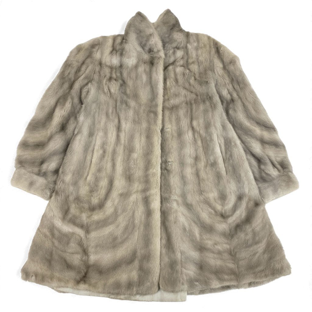 71L15 SAGA MINK サガミンク 銀サガ レアデザイン サファイアミンク ロングコート サイズF シルバーグレー 最高級本毛皮 MINK FUR ポケット有t18r