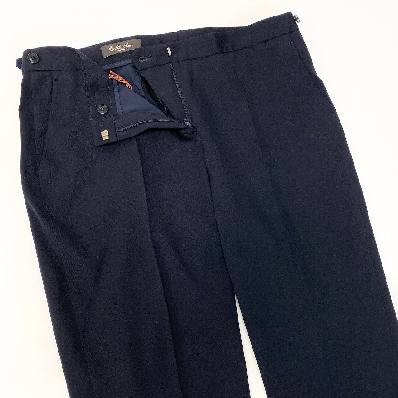 86d9 《タグ付》 Loro Piana ロロピアーナ 最高級 スラックスパンツ サイズ44 ダークネイビー スーツ フォーマル ビジネスt18r