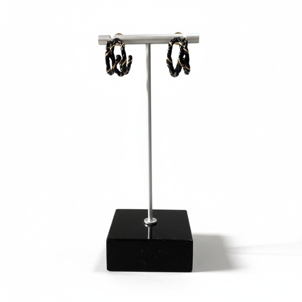 d9 Maison Margiela メゾンマルジェラ 11 レースピアス Lace Pierced Earrings ブラック ゴールド ポスト925 アクセサリー 箱有t18r