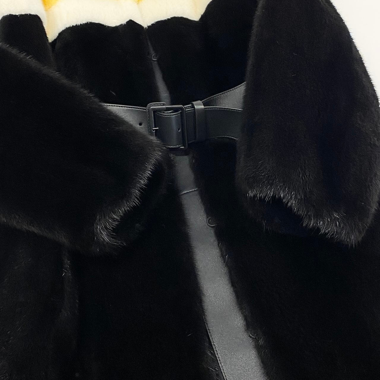 Ec31 《未使用》 LOUIS VUITTON ルイヴィトン 本毛皮 ミンクファー ロングコート Mink Fur Long Coat サイズ34 ブラック フランス製 裏地シルク ベルト付t18r
