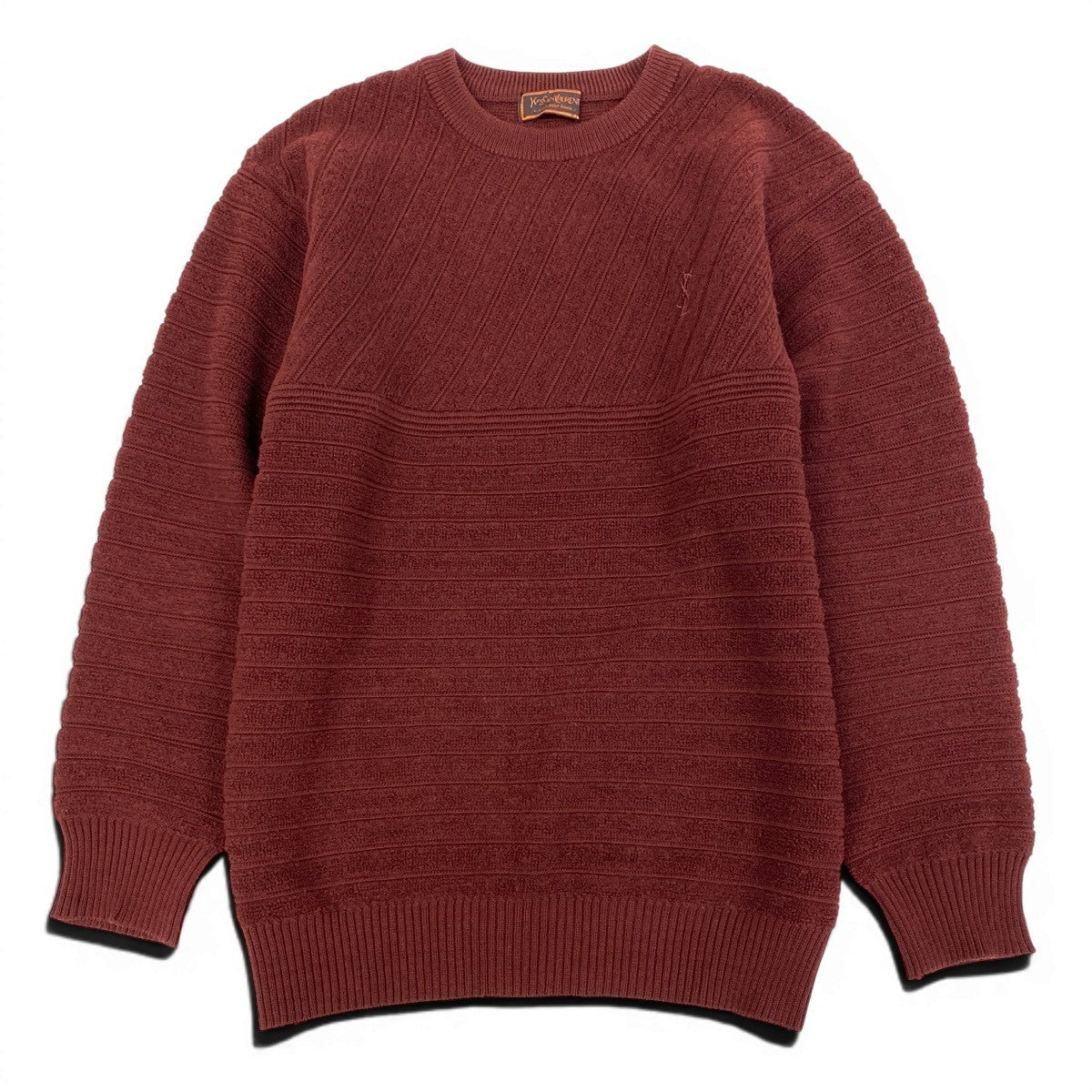 90s イヴサンローラン YSL ケーブルニット Vネック セーター 赤