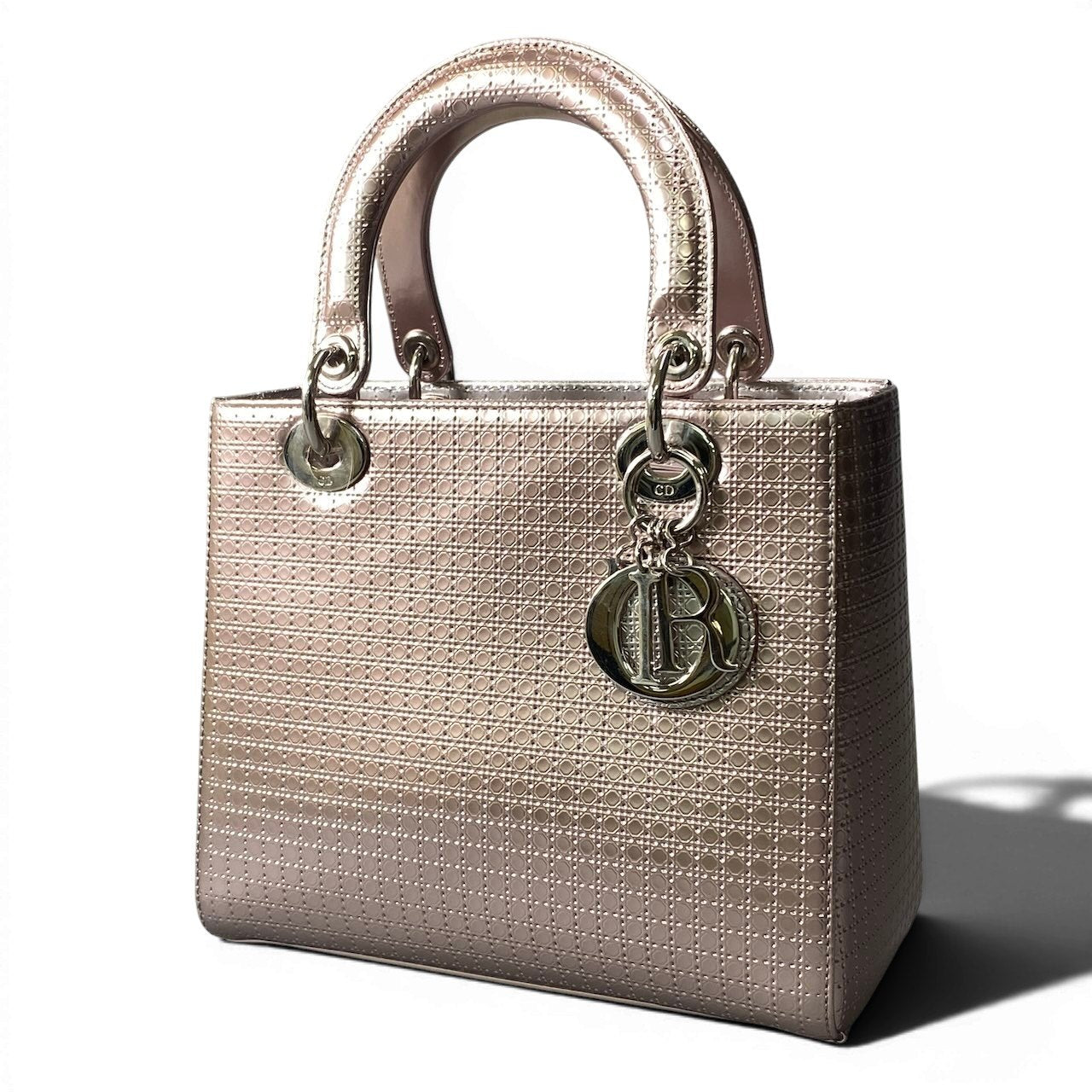 e18 Christian Dior クリスチャンディオール レディディオール ハンドバッグ メタリックピンク レディース バッグta1