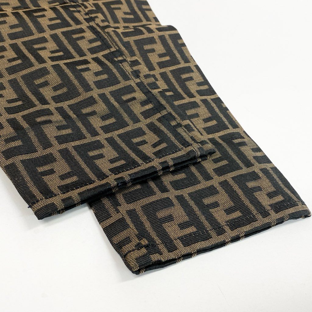32l24【美品】FENDI フェンディ Vintage ズッカ柄 セットアップ ボトムパンツ ジャケットベスト 42サイズ ベージュ ブラック レディースk02i