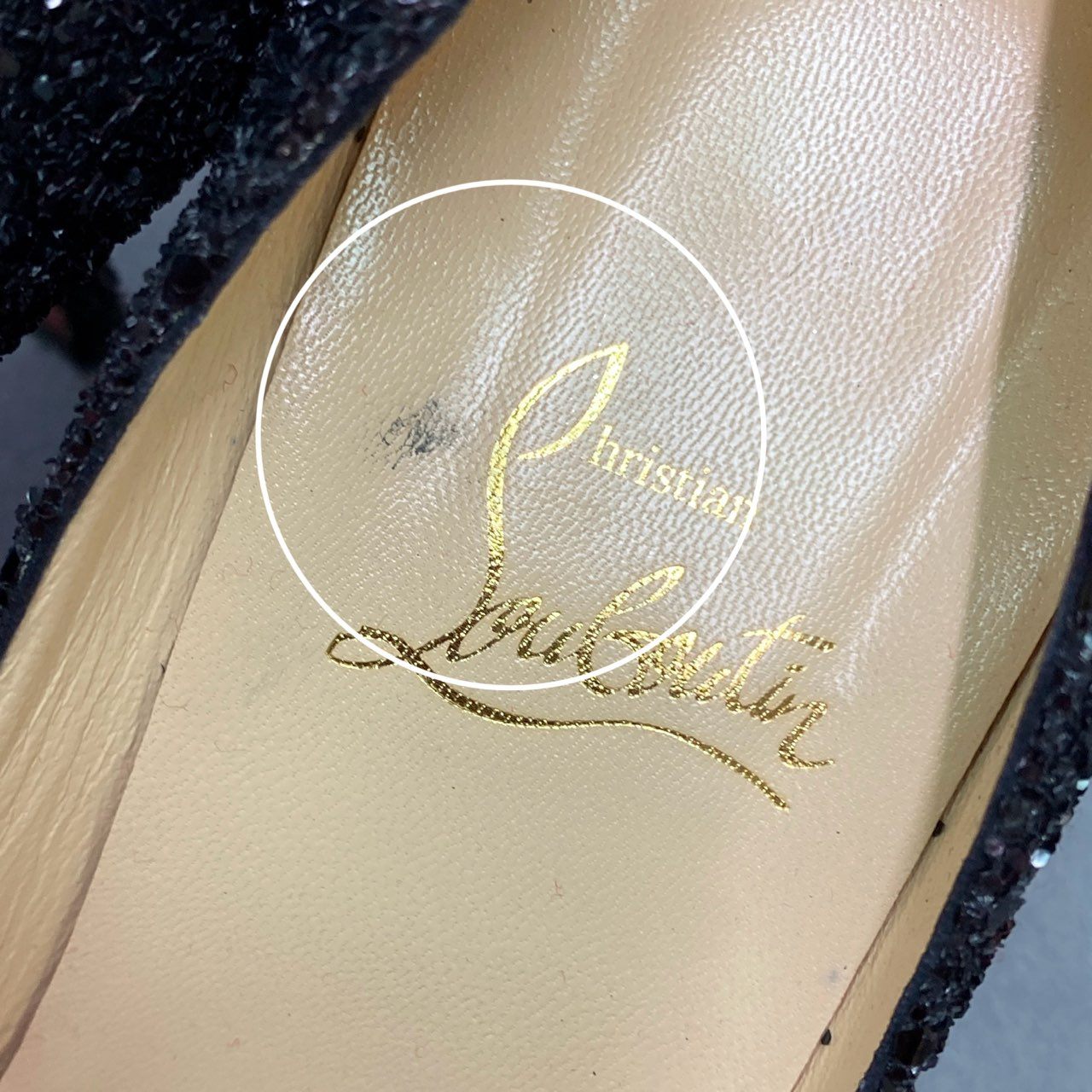 6a10 Christian Louboutin クリスチャンルブタン グリッター ラメパンプス 36 ブラック イタリア製 セレモニー 結婚式 シューズ