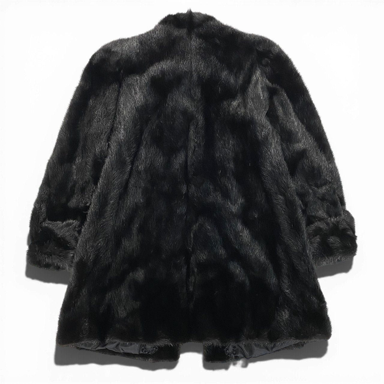 20a22【美品】 ダークミンク ロングコート ミンクコート 逆毛 レディース 女性用 サイズ15 ブラック系 ミンクファー 本毛皮u02t