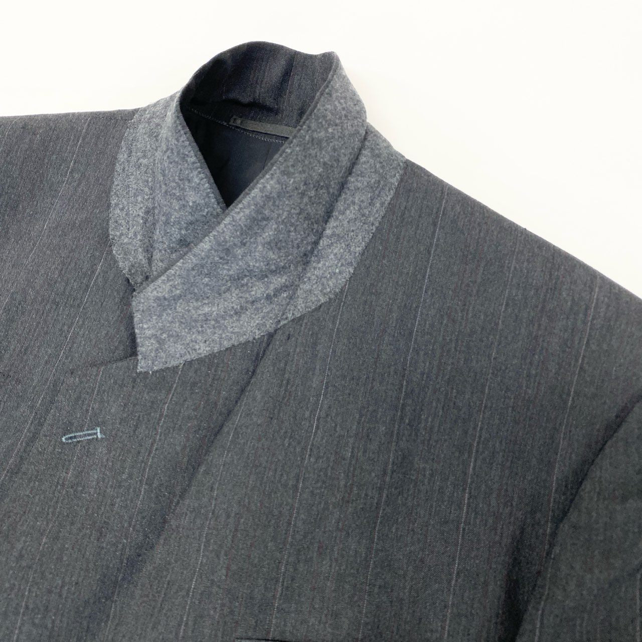 6k1 COMME des GARCONS HOMME コムデギャルソンオム 田中オム セットアップスーツ ストライプスーツ ダブルブレスト 背抜き フォーマル メンズ 紳士服 AD1992  M グレー ウール100％o07t