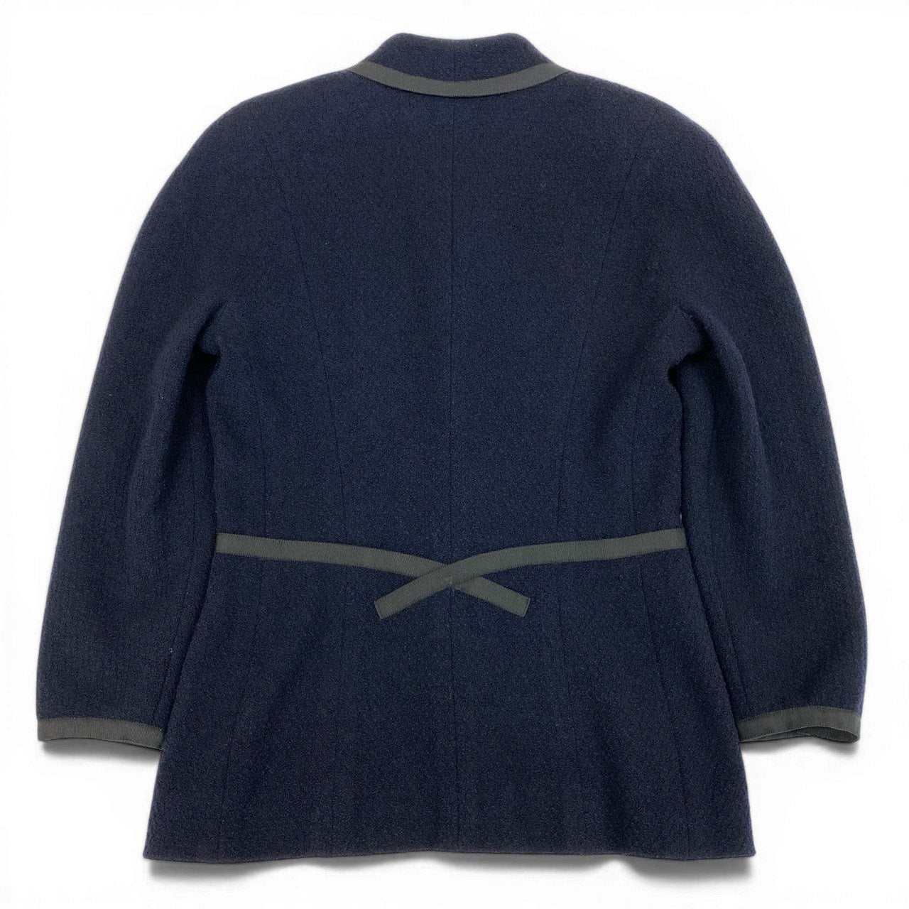 Cd9 Vintage CHANEL シャネル 1990 ツイードジャケット テーラードジャケット ココマーク 21178 36 ネイビー ウールu02t