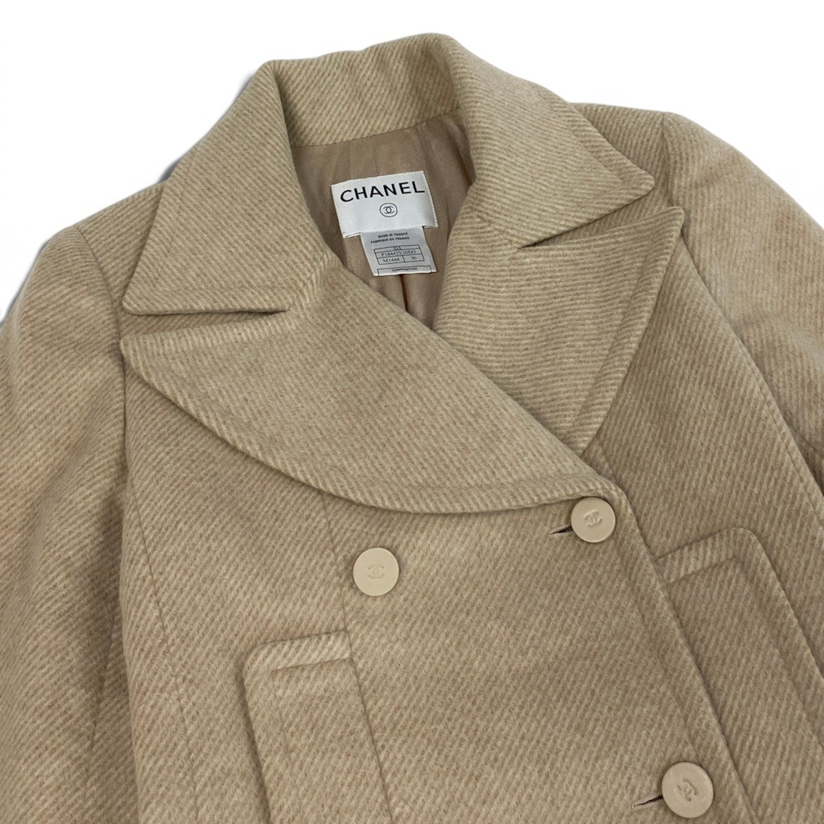 i22 CHANEL シャネル 01A カシゴラブレンド ロングコート Cashgota Blend Long Coat P18441 Size36 ベージュt18r