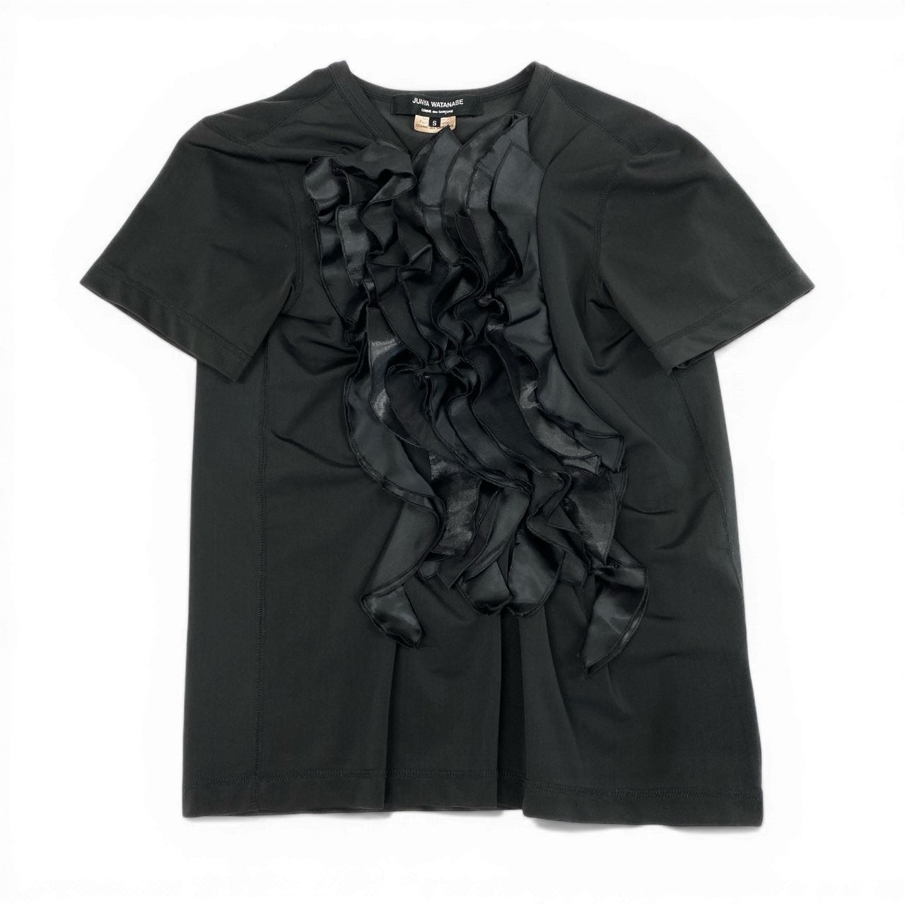 Ad7 JUNYA WATANABE COMME des GARCONS コムデギャルソン AD2006 フリルデザイン Tシャツ サイズS ブラック レディース トップスta1