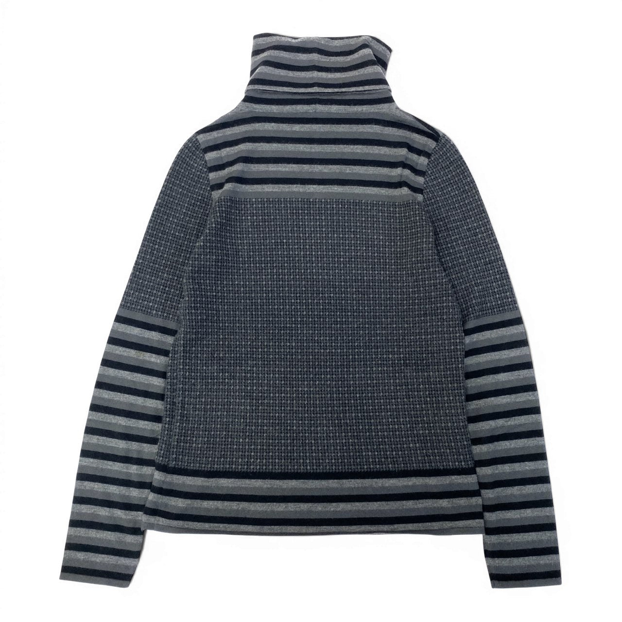 38a15 CHANEL シャネル ココマークボタン ボーター カシミヤセーター タートルネック L相当 グレー カシミヤ100 レディース ニット トップスta1