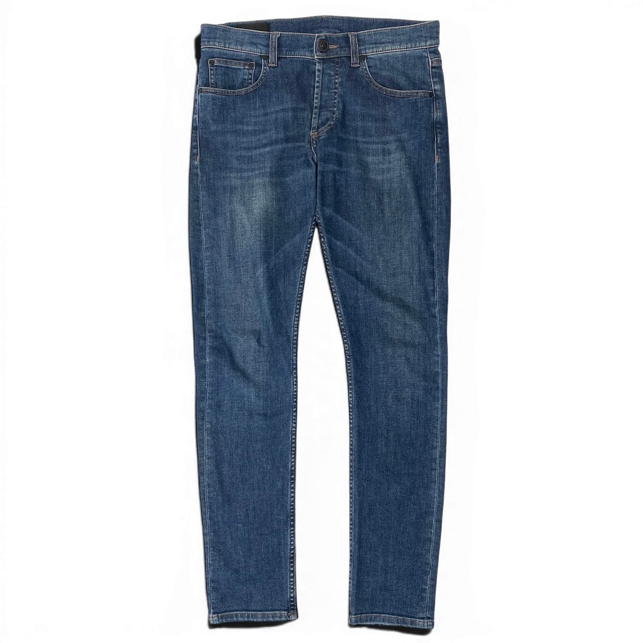 20d30 ALEXANDER MCQUEEN アレキサンダーマックイーン デニムパンツ テーパードデニム ボタンフライ ドクロボタン サイズ46 インディゴブルー メンズ 紳士服u02t