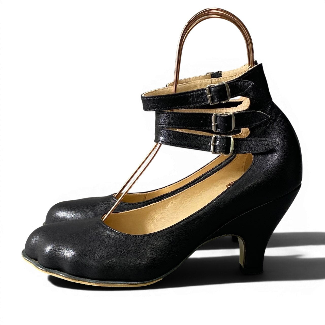 1f10 Vivienne Westwood ヴィヴィアンウエストウッド アンクルストラップ ヒールパンプス アニマルトゥ 英国製 サイズ6 ブラック レディース 女性靴u02t