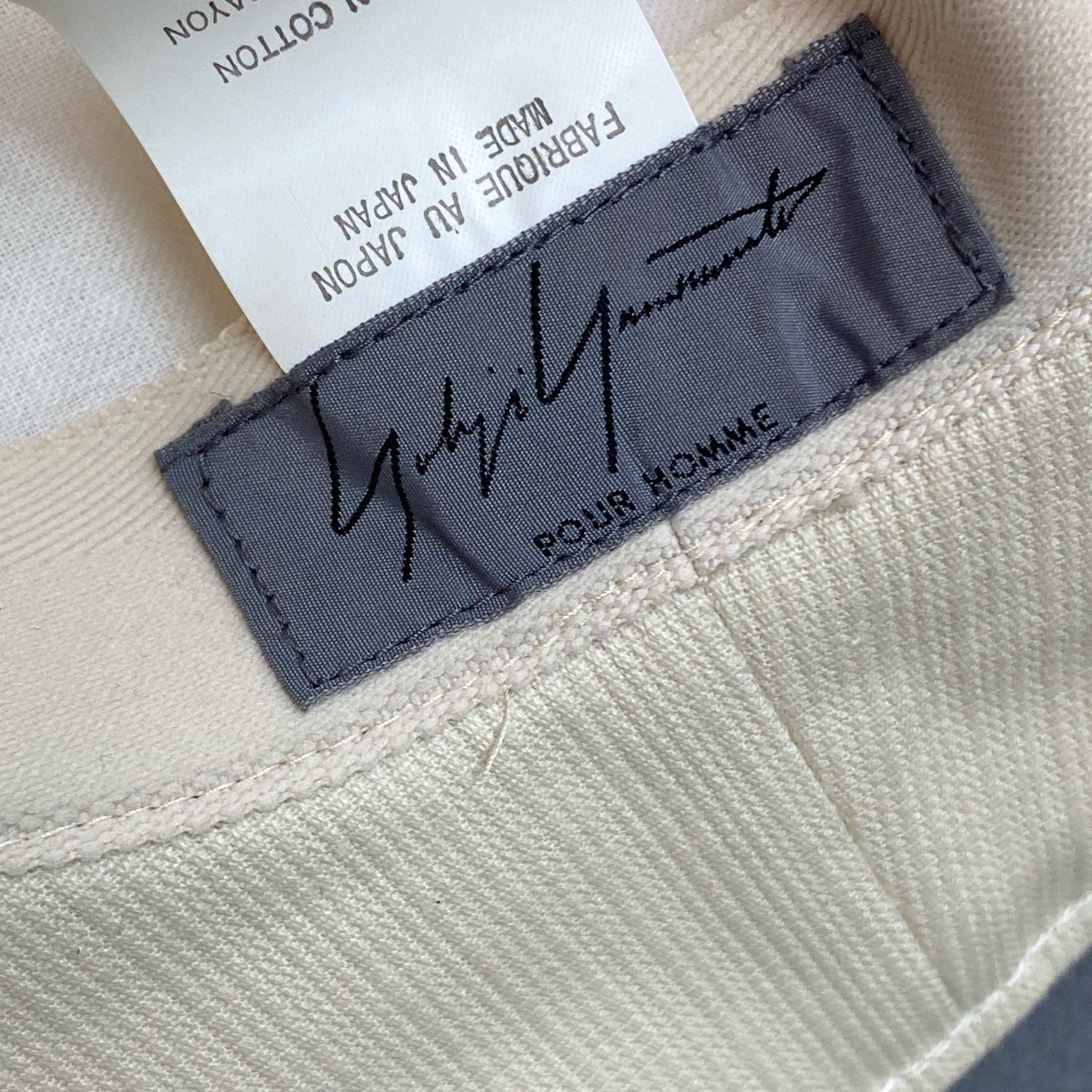 《美品》 Yohji Yamamoto POUR HOMME ヨウジヤマモト プールオム ライン入り コットンハット アイボリー 画像参照 帽子 HAT ヘッドウェア 箱付き
