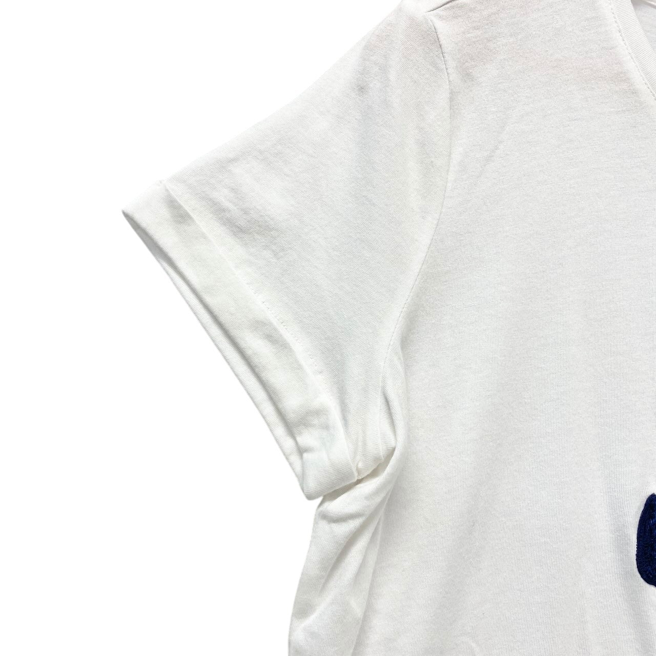 67c31 LAUREN RALPH LAUREN ローレンラルフローレン 半袖Tシャツ Slim Fit スリムフィット 刺繍デザイン トップス Mサイズ ホワイト レディース 女性用u02t