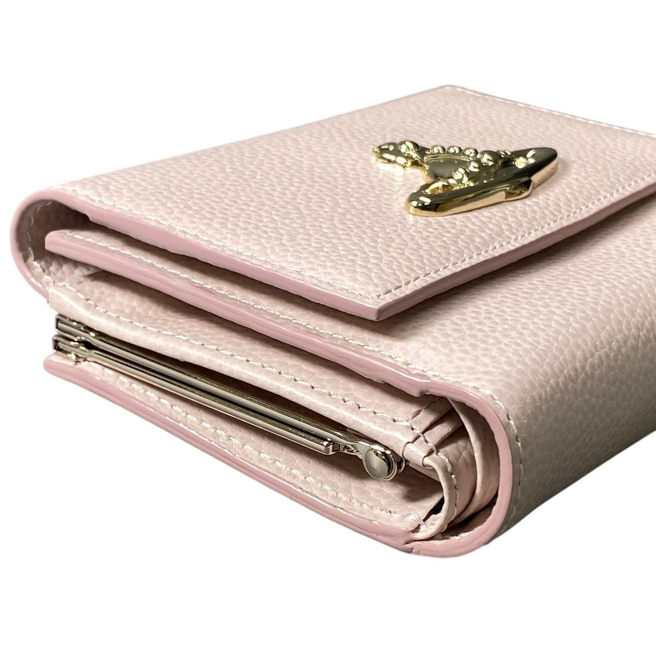 h11 【極美品】Vivienne Westwood 三つ折り財布 オーブ がま口 ベビーピンク レザー レディース 女性用t18r