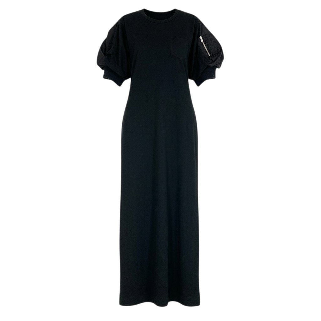 Ac24 《未使用》定価￥64,900 sacai サカイ 24SS ナイロンツイルジャージードレス Nylon Twill＆Jersey Dress 24-07168 サイズ2 ブラック ワンピースt18r