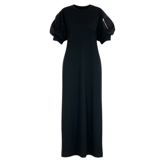 Ac24 《未使用》定価￥64,900 sacai サカイ 24SS ナイロンツイルジャージードレス Nylon Twill＆Jersey Dress 24-07168 サイズ2 ブラック ワンピースt18r