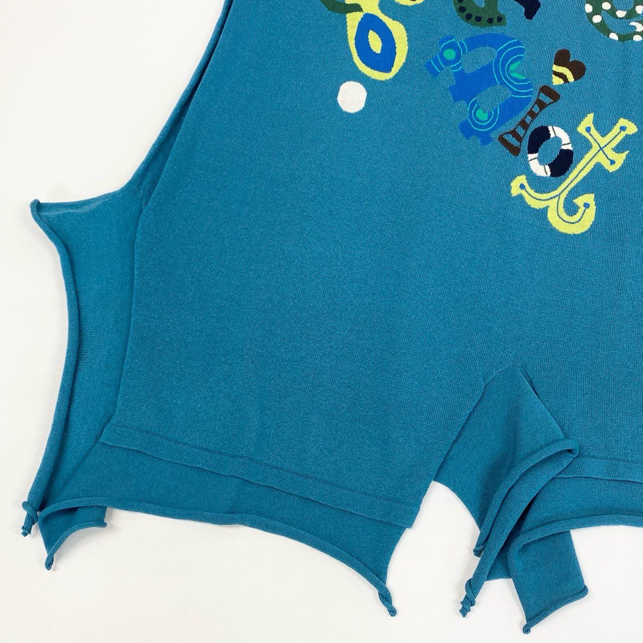 41k26 《美品》 TOKUKO 1er VOL トクコプルミエヴォル ノースリーブ ニットワンピース アルファベット刺繍 花柄 レディース 女性用 9 ブルー系u02t