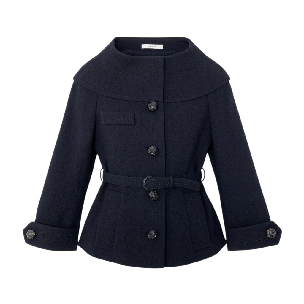 i13 PRADA プラダ ヴィンテージ ノーカラージャケット Vintage Collarless Jacket Black Size38 ブラックt18r