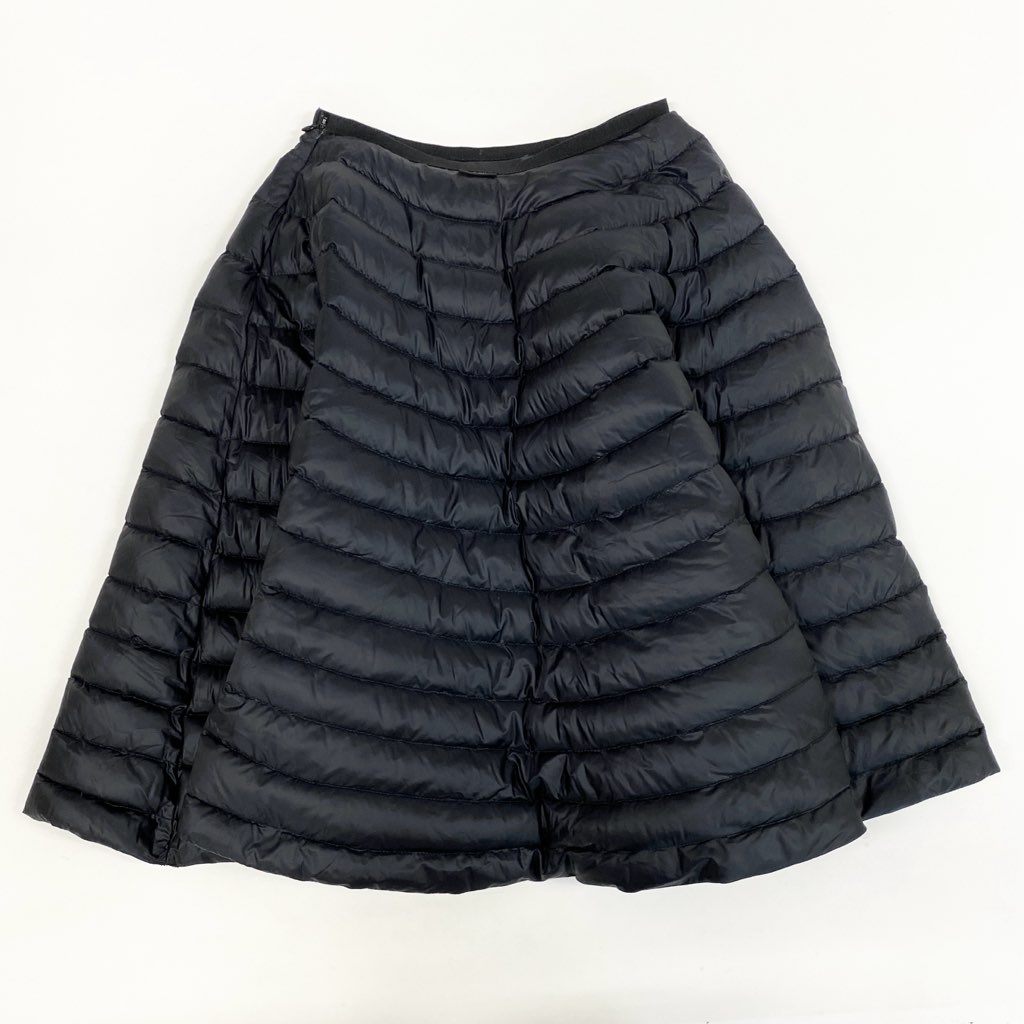 7L22 【美品】MONCLER モンクレール フレアダウンスカート ロングスカート ボリュームスカート ナイロン 38サイズ ブラック レディースk02i