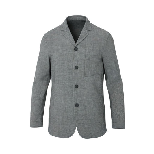 61k28 GIORGIO ARMANI ジョルジオアルマーニ 薄手ジャケット  ロング丈ジャケット リネン混紡 48 グレー ブルー メンズu02t