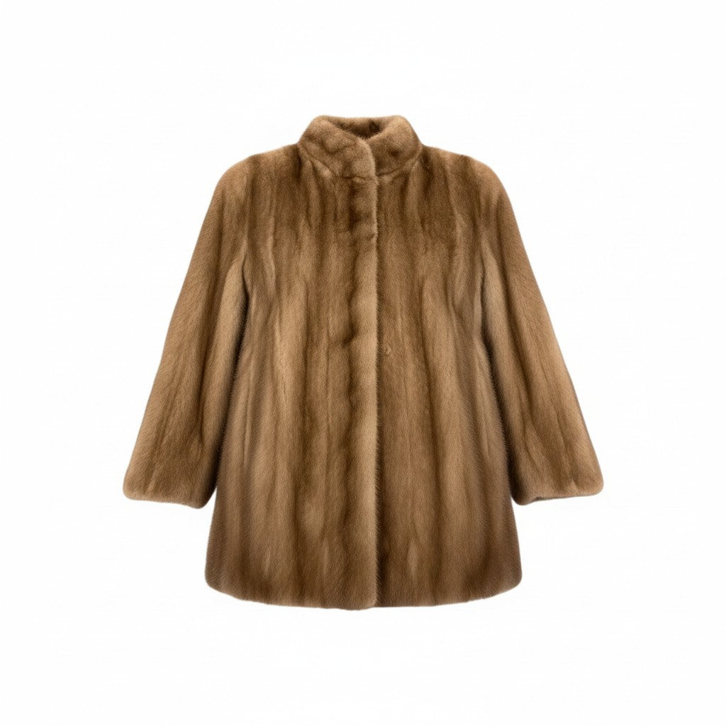 72L17 SAGA MINK サガミンク 銀サガ パステルミンク ファーコート サイズ11号 茶系 最高級本毛皮 MINK FUR ポケット有t18r