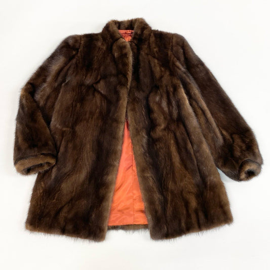 25j24 最高級毛皮 デミバフミンク ミンクコート 毛皮コート セミロングコート サイズ11 ブラウン ミンクファー レディースu02t