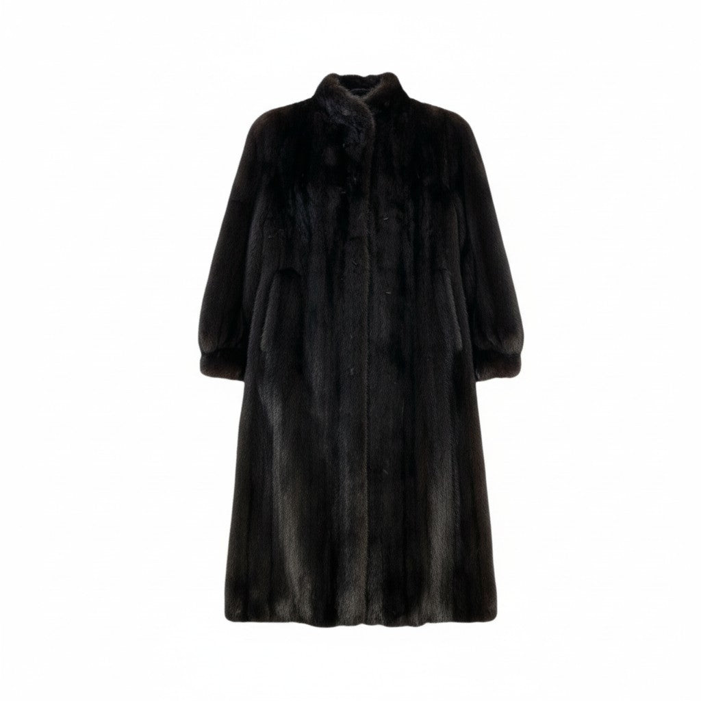 83Ⅼ2 マホガニーミンク 着丈120cm 超ロングコート サイズ11号 ダークブラウン 本毛皮 MINK FUR リアルファー 艶◎ 毛並み◎t18r