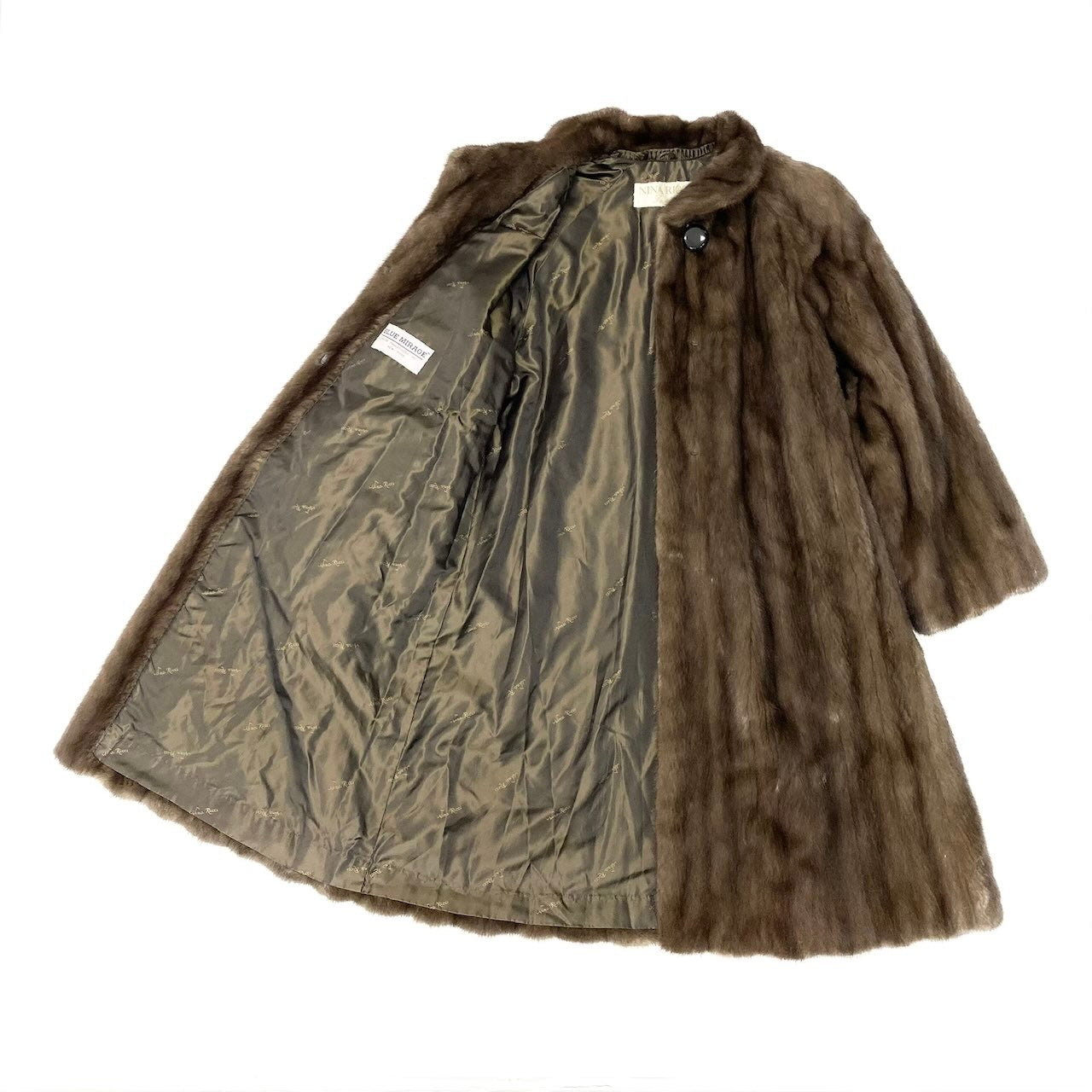 42c26 NINA RICCI ニナリッチ パステルミンク ロングコート サイズ11 ブラウン 最高級本毛皮 BLUE MIRAGE 毛質◎t18r