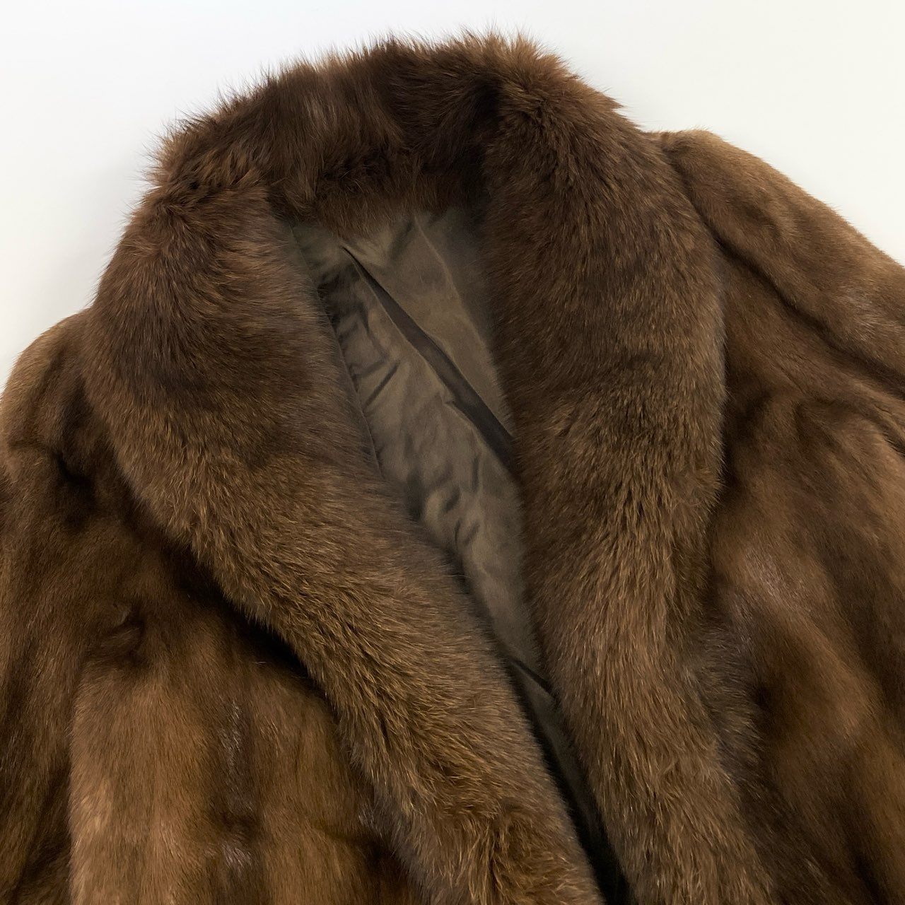 44k14 GROSVENOR グロブナー 毛皮コート ファーコート ミンクファー ファージャケット デミバフミンク 襟フォックスファー MINK FUR/FOX FUR ブラウンu02t