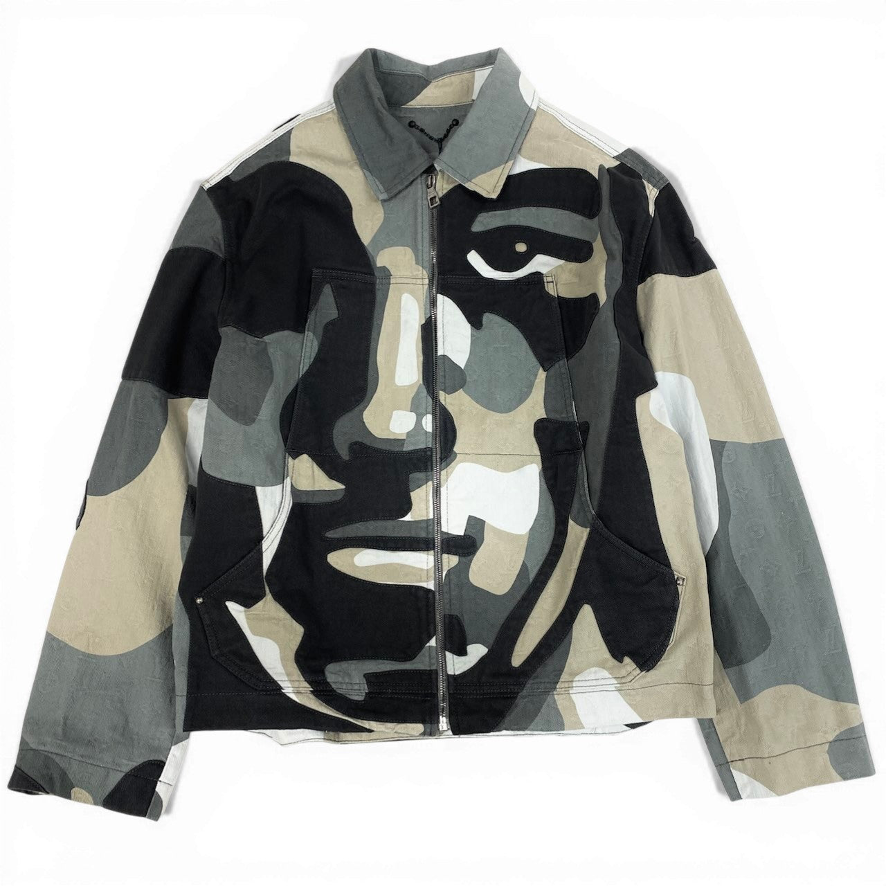 Id2 《美品》 LOUIS VUITTON ルイヴィトン Kid Super メイドトゥオーダー デニムジャケット Made To Order Denim Jacket 52 グレー LV モノグラムt18r