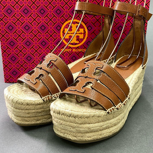 2k11 《極美品》 TORY BURCH トリーバーチ BOURBON 200 ウェッジソール レザーサンダル 154464 6  約23cm ブラウン シューズ イタリア製 箱付き