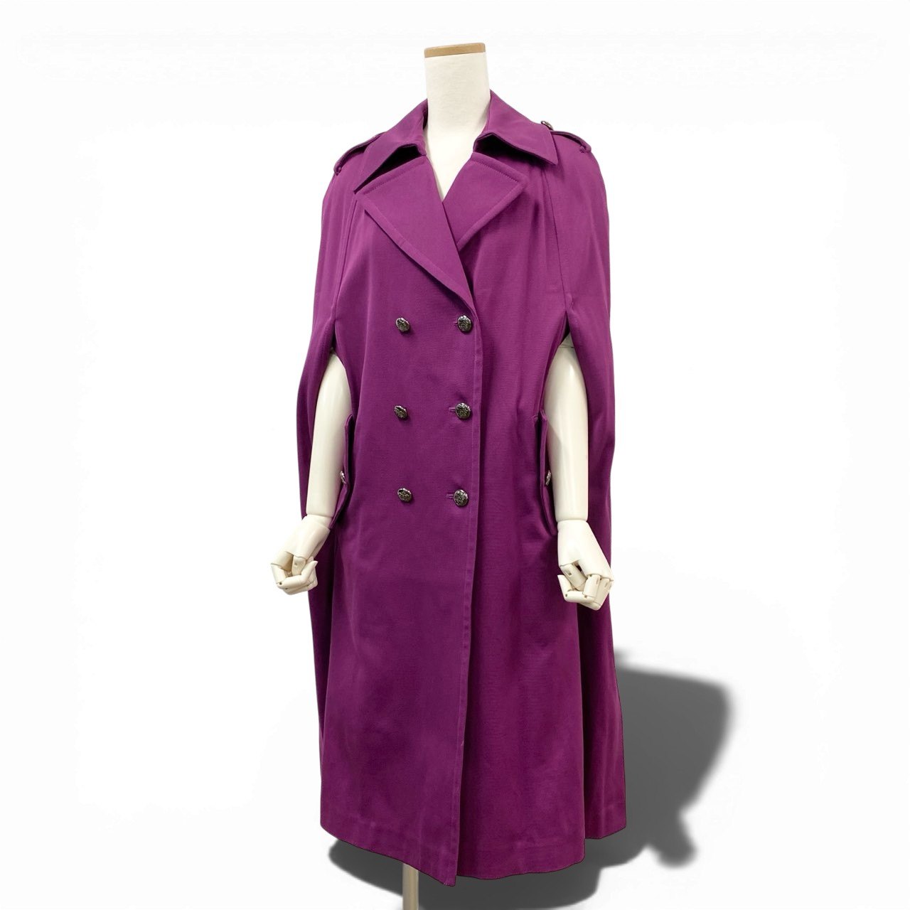 84L19 【美品】Grace Class グレースクラス ライナー付き ケープコート ロングコート 日本製 36サイズ パープル レディースu02t