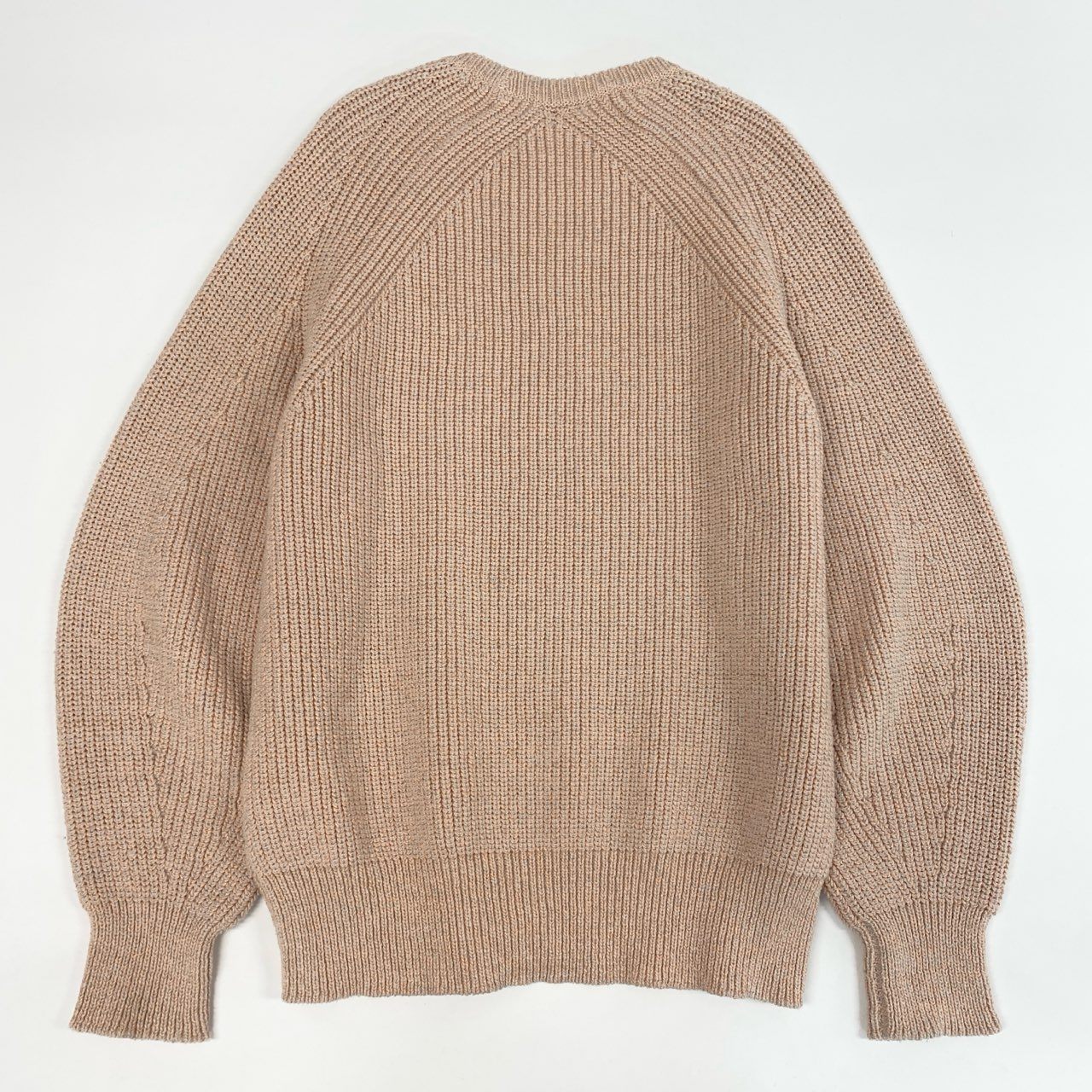 1j27《美品》Drawer ドゥロワー クルーネックプルオーバーニット 7G畦編み ニットセーター 6513-105-0979 1サイズ ピンクベージュ レディースu02t