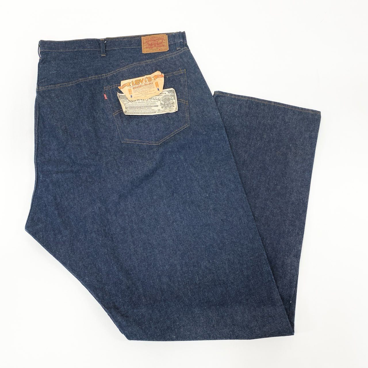 80i29 《保管品》 Levi's リーバイス 超巨大 66モデル バナー デッドストック ボタン裏6 4501-0117 W76 L45 濃紺 デニム 赤耳 タグ付き 展示t18r
