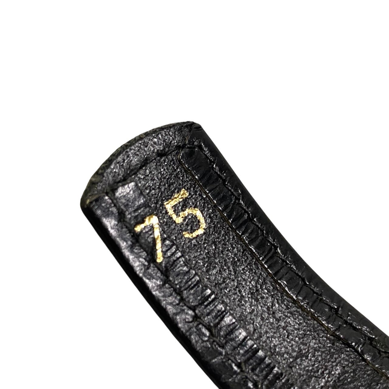 g14【美品】CELINE 馬車金具 レザーベルト イタリア製 75サイズ ブラック ゴールド レザー レディース 女性用k02i