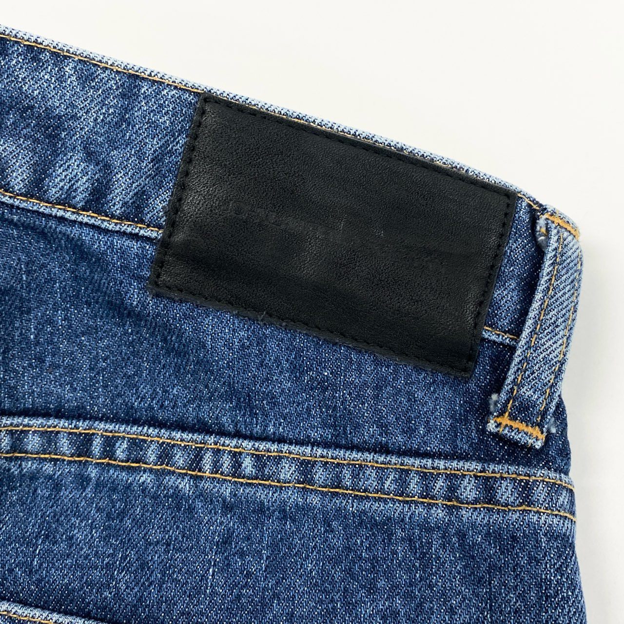 66g8 【美品】 JOHN LAWRENCE SULLIVAN ジョンローレンスサリバン 切替デニムパンツ ジーンズ レザーバイカラーパンツ ヴィーガンレザー レディース 女性用 JLSW-38 XS ブルー×ブラック