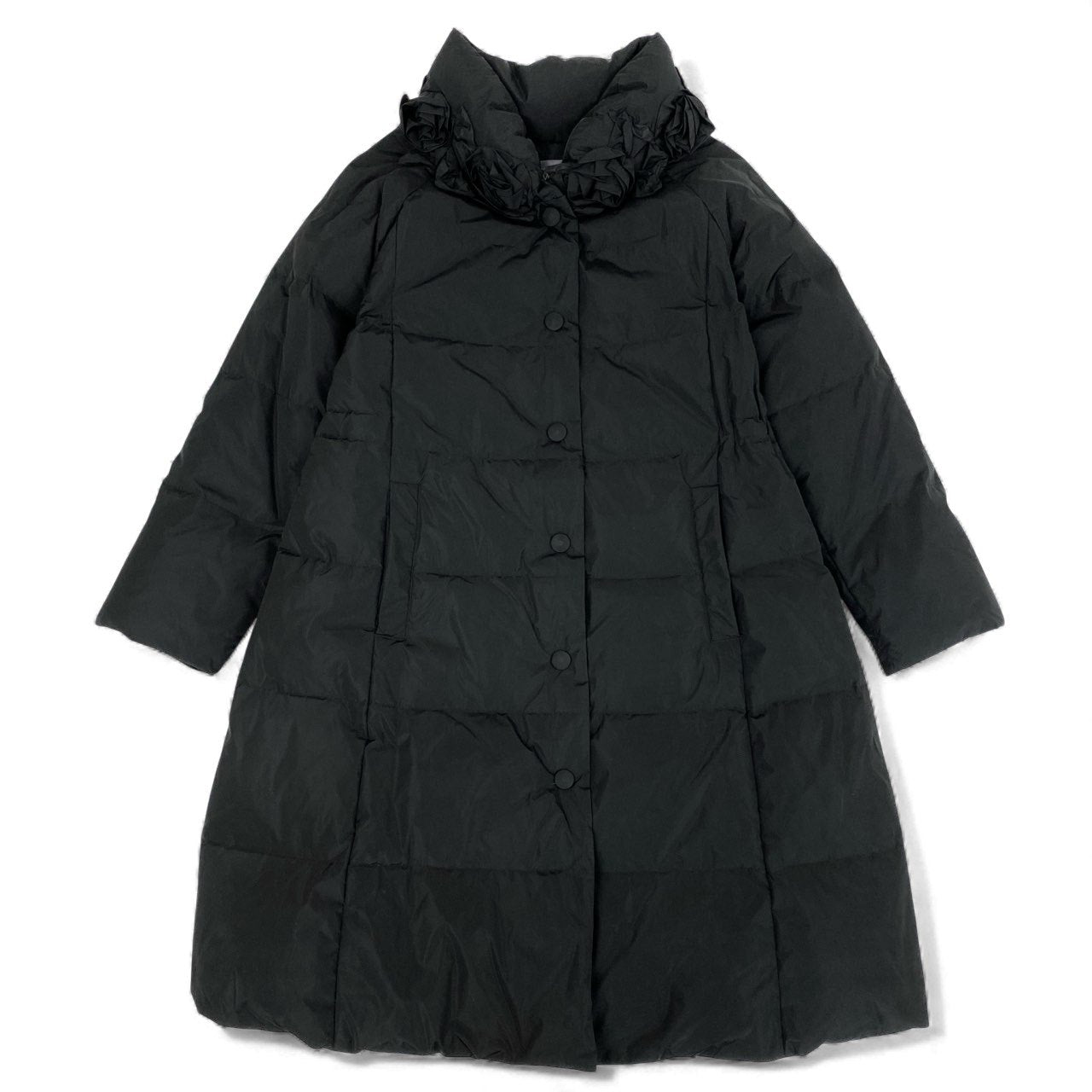 82k28 TOKUKO 1er VOL トクコプルミエヴォル ダウンコート ロングコート 装飾襟 Aライン アウター 9 ブラック レディースu02t