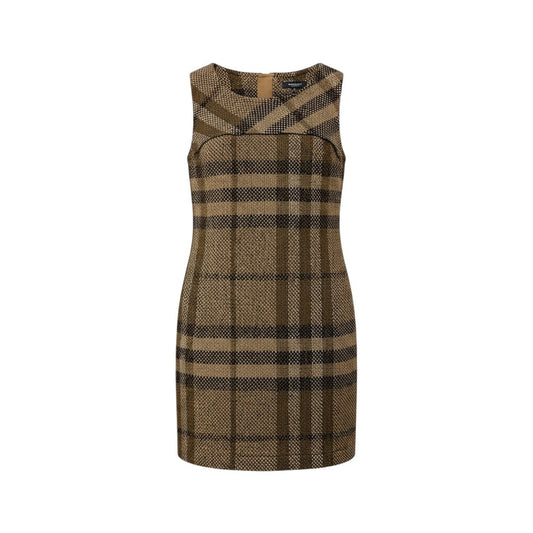 20j22 【美品】BURBERRY LONDON バーバリーロンドン ノースリーブワンピース ウールワンピース チェック柄 日本製 40サイズ ブラウン レディース 女性用u02t