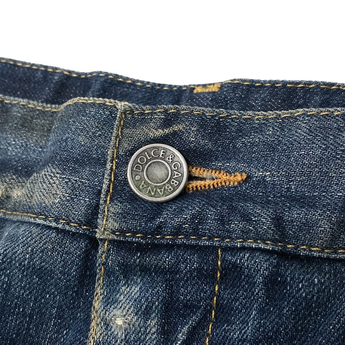 31h18 DOLCE＆GABBAN ドルチェアンドガッバーナ  デニムパンツ 14stretch ジーンズ イタリア製 ダメージ加工 ロゴプレート 48 インディゴブルー コットン100％ メンズ 男性用o07t