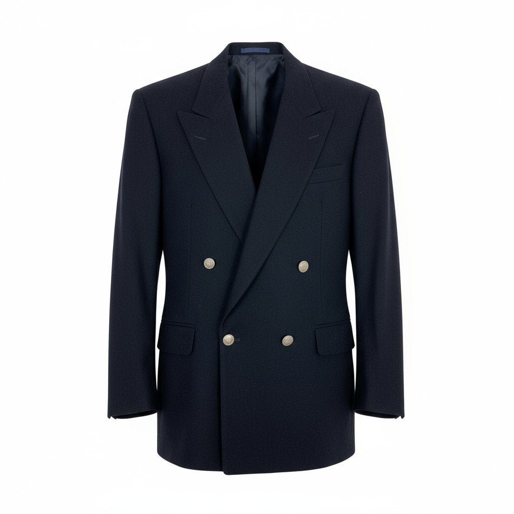 74k11 Aquascutum アクアスキュータム テーラードジャケット ブレザー ウールジャケット ダブルプレスト AB-6サイズ ネイビー メンズu02t