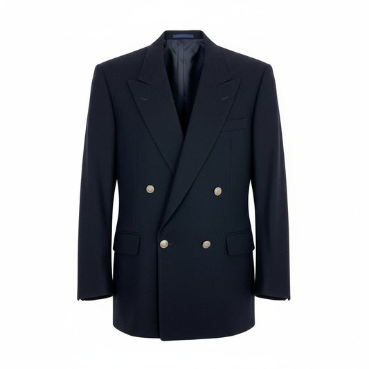 74k11 Aquascutum アクアスキュータム テーラードジャケット ブレザー ウールジャケット ダブルプレスト AB-6サイズ ネイビー メンズu02t