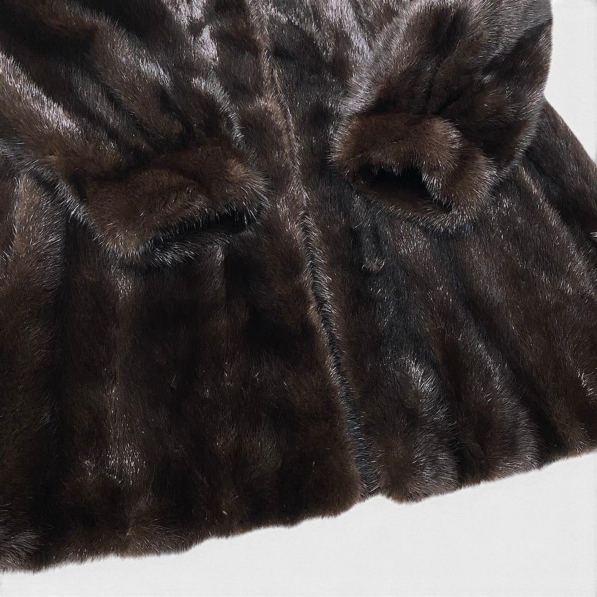 30i21 Etude マホガニーミンク ファーコート サイズ13 ダークブラウン 本毛皮 Mink Fur Coat リアルファー ノーカラーt18r