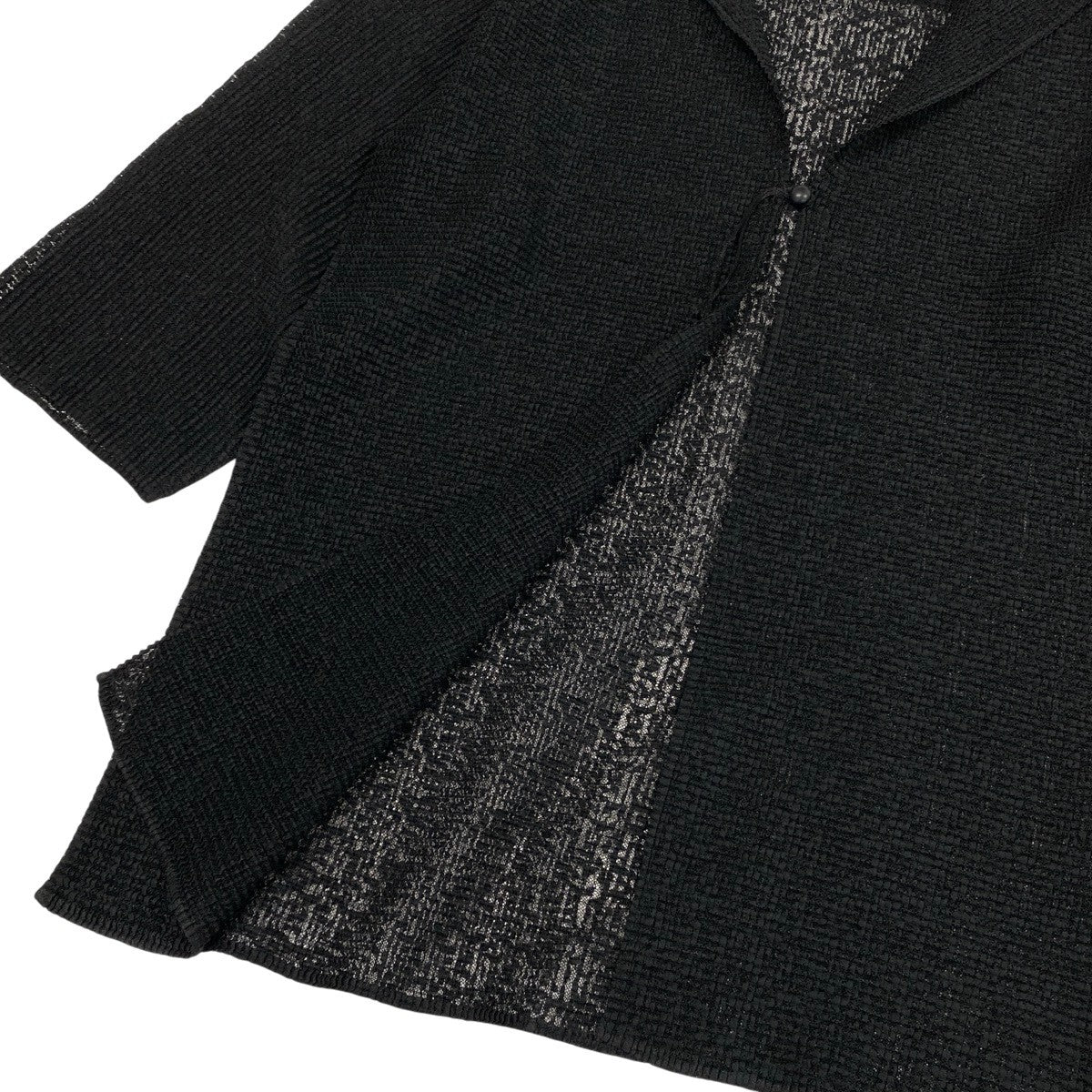 Ah28 me ISSEY MIYAKE ミーイッセイミヤケ プリーツトッパーカーディガン シアー ブラック ポリエステル レディースo07t