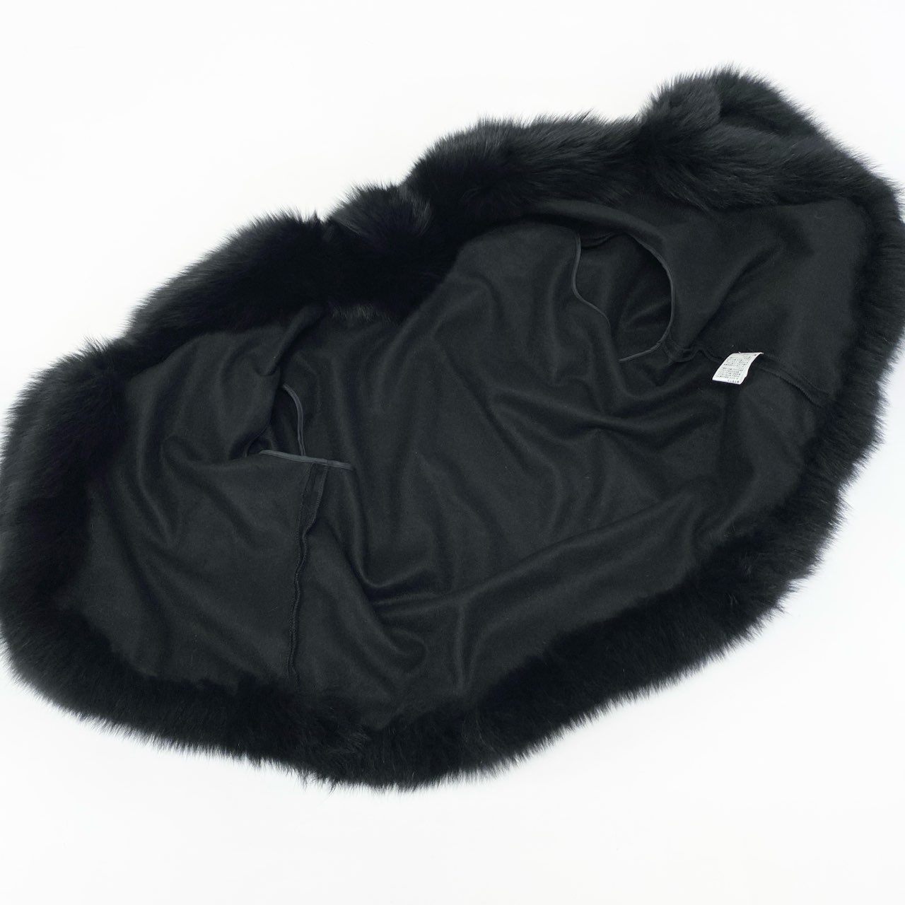 45a15 ブルーフォックス × カシミヤ100％ ポンチョ ケープ サイズM ブラック 本毛皮 Fox Fur Cashmere Capet18r