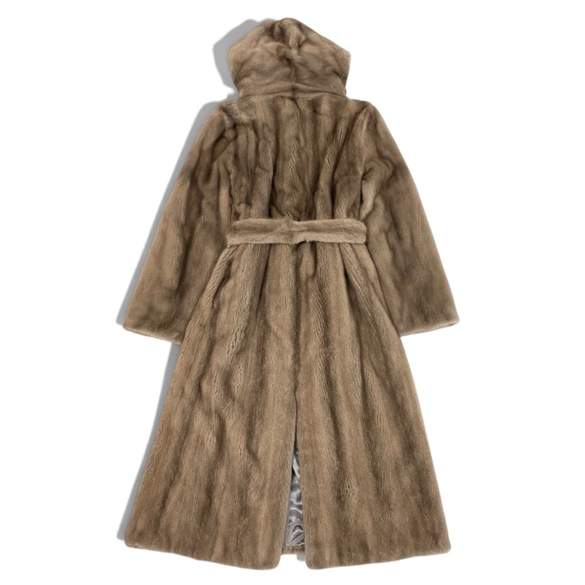 66h13《美品》 KOPENHAGEN FURS コペンハーゲンファー プラチナグレード ブルーアイリスミンク ベルテッドミンクコート 88-98-160 グレー系 ミンクファー フードu02t