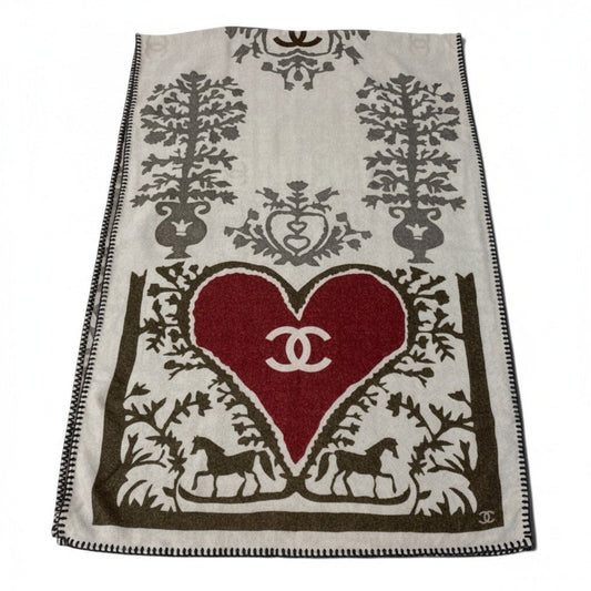 i13 CHANEL シャネル 15A ココハート 大判カシミヤマフラー CC Heart Cashmere Large Muffler カシミヤ100％ ストールt18r