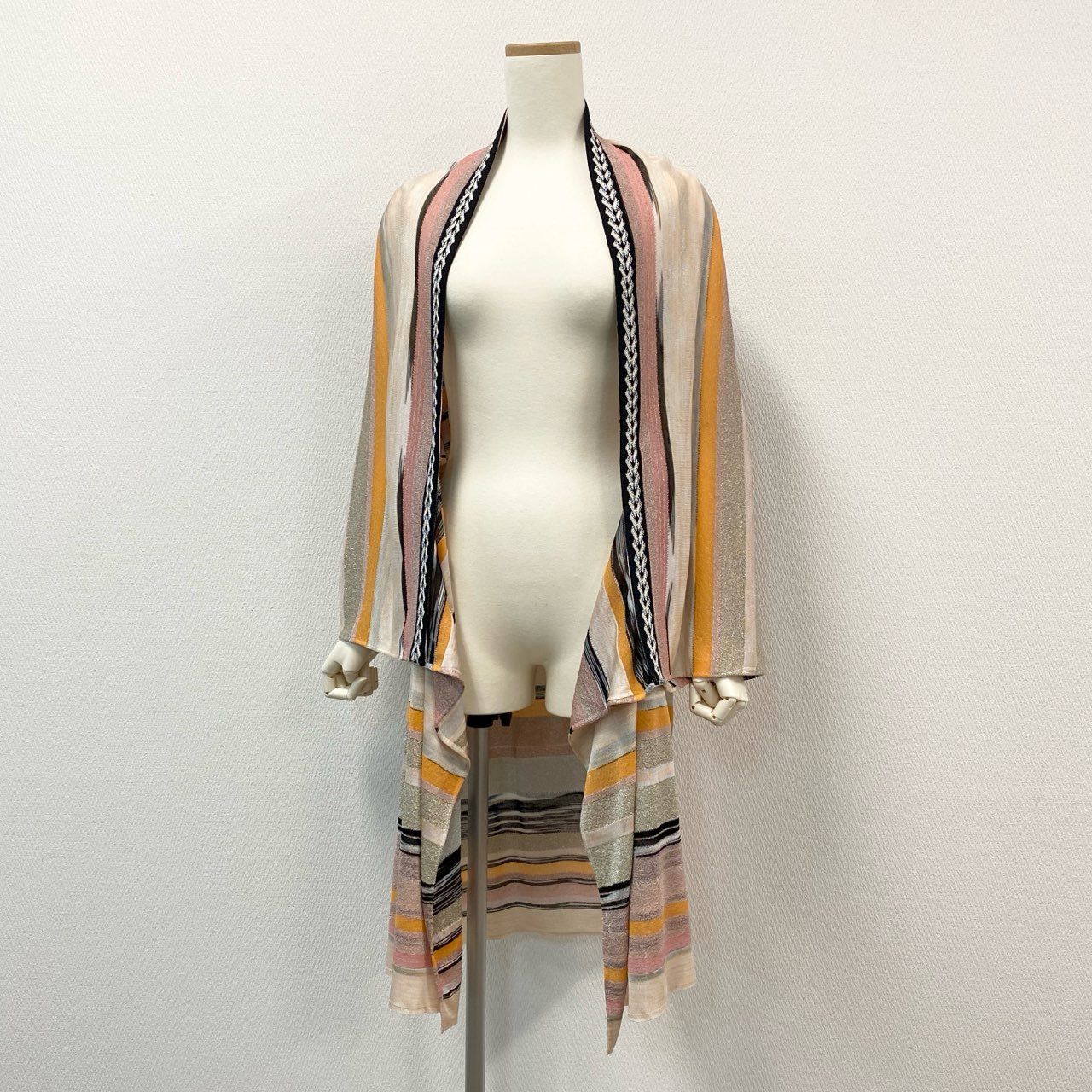 76i12 MISSONI ミッソーニ イタリア製 ロング ケープカーディガン 羽織 ラメ マルチカラー レディースk02i